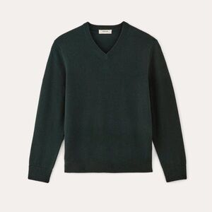 EVERLANE Hunter Green  V-Neck Recycled Cashmere Sweater Pullover X LARGE